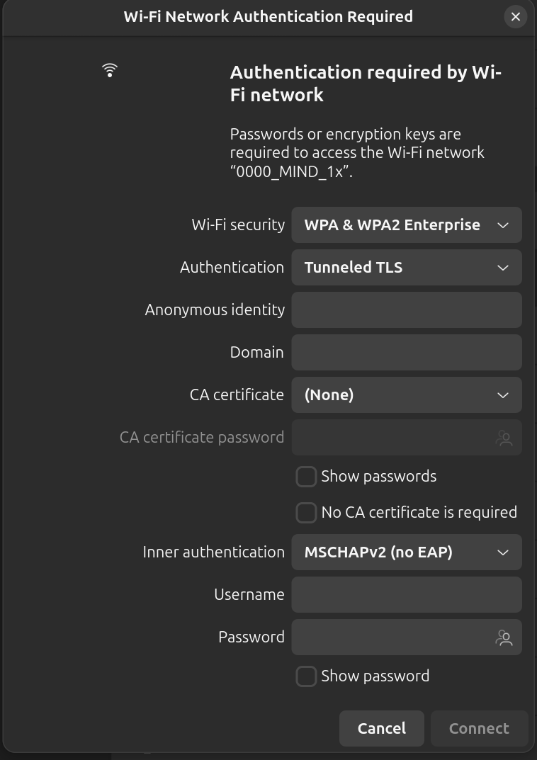 デフォルトの設定