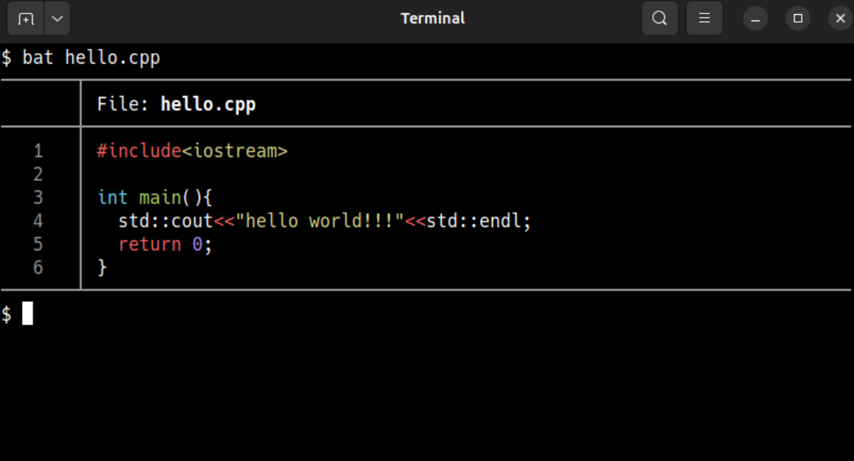 C++のコードの表示例